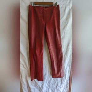Vintage Barney's Co-op lamb naked leather red flared leg low-rise pants